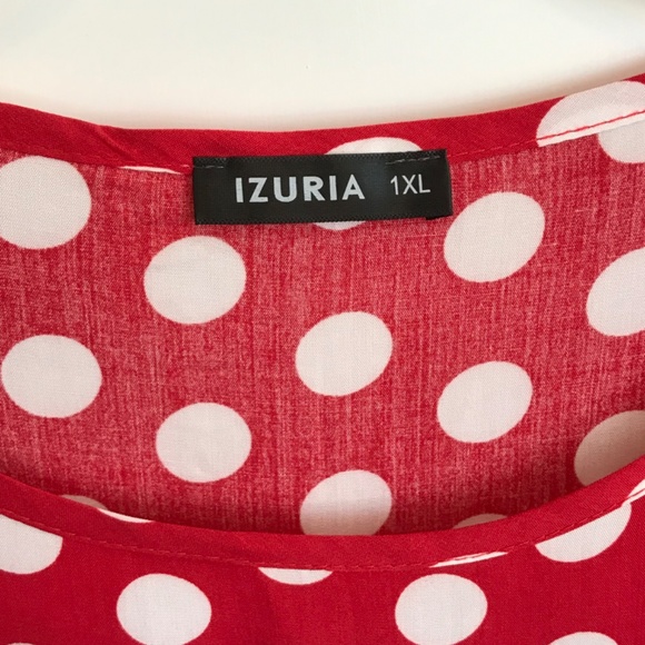 IZURIA Polka Dot Gingham Check Maxi Dress Red and White Women’s Plus Size 1X - Picture 11 of 16